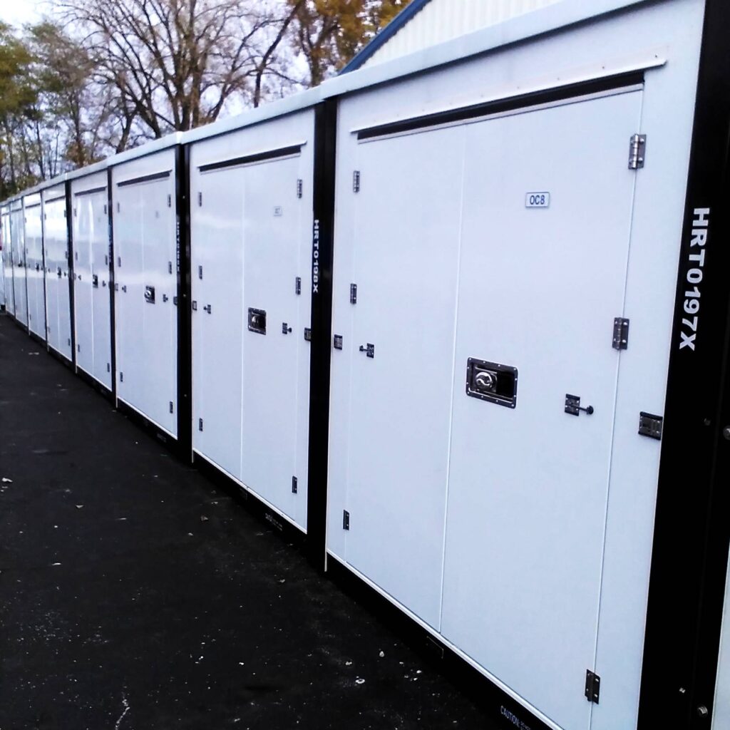 row of storage vaults